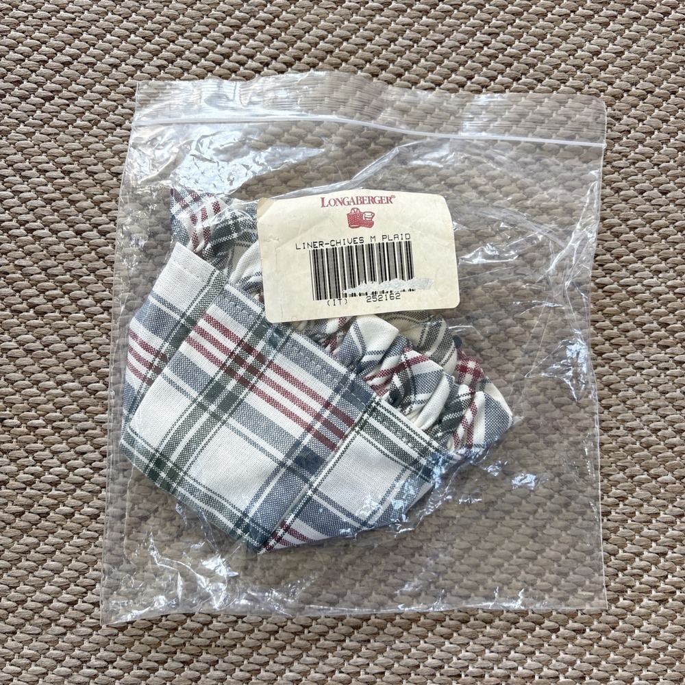 Longaberger Market Day Plaid Chives Basket Liner #252162